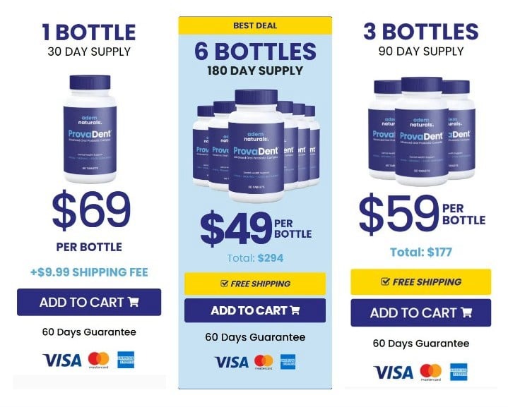 Provadent pricing - 1 bottle $69, 3 bottles $59, 6 bottles $49 best deal